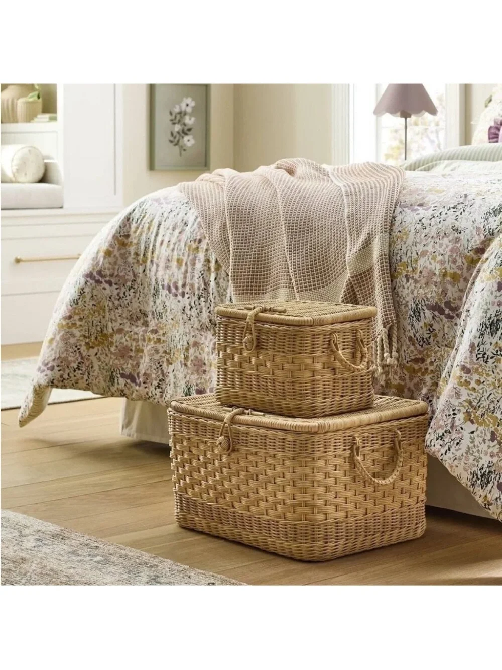 Large Lidded Rattan Decorative Basket Brown-Threshold designed with Studio McGee